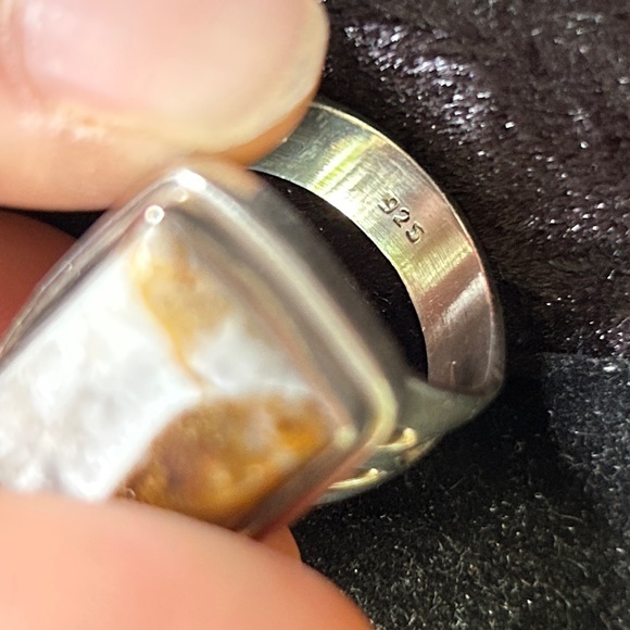 STERLING SILVER AGATE RING SIZE 7 AGATE 925 RING - Picture 3 of 6